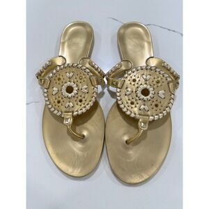 Jack Rogers Georgica Jelly Sandals Gold Metallic Rondelle Flip Flops 9